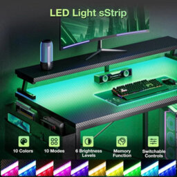 L Shaped Gaming Desk With Led Lights - thumbnail 4