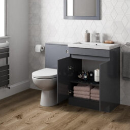 Affine Bathroom Vanity Unit Basin Sink Toilet Wc 600mm Furniture Storage Modern Grey - thumbnail 2