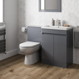 Affine Bathroom Vanity Unit Basin Sink Toilet Wc 600mm Furniture Storage Modern Grey - thumbnail 1