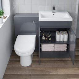 Affine Bathroom Vanity Unit Basin Sink Toilet Wc 600mm Furniture Storage Modern Grey - thumbnail 3
