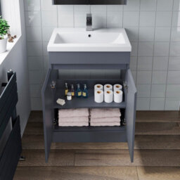 Affine Bathroom Vanity Unit Basin Sink Toilet Wc 600mm Furniture Storage Modern Grey - thumbnail 6