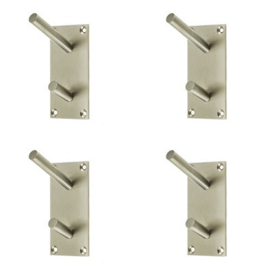 Loops 4 Pack Premium Satin Stainless Steel Hat And Coat Hook - 94X46mm - Wall Mounted Clothing Hook - image 1
