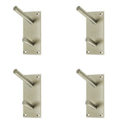 Loops 4 Pack Premium Satin Stainless Steel Hat And Coat Hook - 94X46mm - Wall Mounted Clothing Hook - thumbnail 1