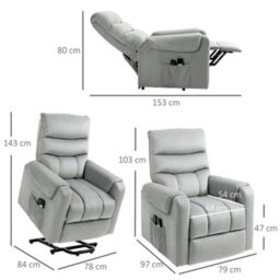 Homcom Power Lift Chair, Rise And Recliner Chair With Remote Control, Grey - thumbnail 3