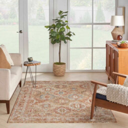 Rust Traditional Bordered Geometric Easy To Clean Rug For Dining Room Bed Room And Living Room-239Cm X 315Cm - thumbnail 1