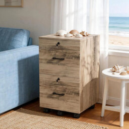 2 Drawer Filing Cabinet On Wheels Wooden Storage Cabinet With Lockable Oak - thumbnail 4