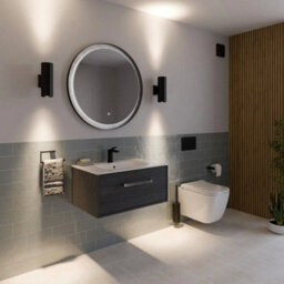 Sensio Ember Bathroom Wall Light Se621980 - Black Matt, Dual Projection, Frosted Glass, Ip44, 2 X Gu10 (Bulbs Not Included) - thumbnail 2