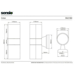 Sensio Ember Bathroom Wall Light Se621980 - Black Matt, Dual Projection, Frosted Glass, Ip44, 2 X Gu10 (Bulbs Not Included) - thumbnail 4