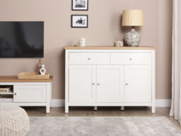 Beliani 3 Door Sideboard Atoca Off-White - thumbnail 2