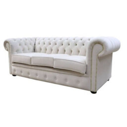 Chesterfield Handmade 3 Seater Sofa Passion Ivory Velvet Fabric In Classic Style - thumbnail 3