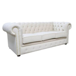 Chesterfield Handmade 3 Seater Sofa Passion Ivory Velvet Fabric In Classic Style - thumbnail 2