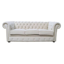 Chesterfield Handmade 3 Seater Sofa Passion Ivory Velvet Fabric In Classic Style