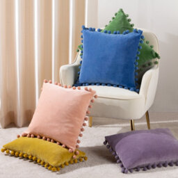Furn. Dora Velvet Pom-Pom Cushion Cover - thumbnail 5