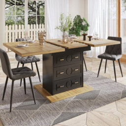 Abrihome Extendable Wooden Dining Table 110 To 140 X 80 X 75 Cm, Seats 6 Persons With Extendable Top, Wood Grain Finish For Kitchen - thumbnail 2