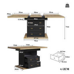 Abrihome Extendable Wooden Dining Table 110 To 140 X 80 X 75 Cm, Seats 6 Persons With Extendable Top, Wood Grain Finish For Kitchen - thumbnail 5