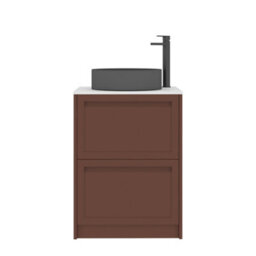 Royal Bathrooms Royal Bathroom Elmore 600mm Terracotta Clay Freestanding Bathroom Vanity Unit 2 Drawer Plain White Worktop With Art Round Basin - thumbnail 7