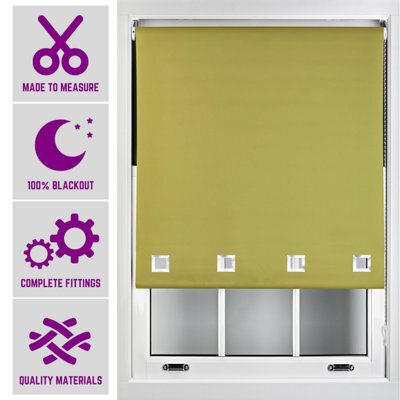 Furnished Made To Measure Blackout Roller Blinds With Big Square Eyelets - Green Blind (W)240Cm (L)210Cm - image 1