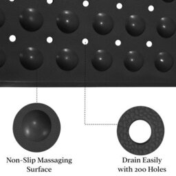Aspire Homeware Black Shower Bath Mat Non-Slip With Suction Cups Grip Drain Holes Machine Washable (L)70Cm X (W)38Cm - thumbnail 4
