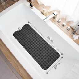 Aspire Homeware Black Shower Bath Mat Non-Slip With Suction Cups Grip Drain Holes Machine Washable (L)70Cm X (W)38Cm - thumbnail 6