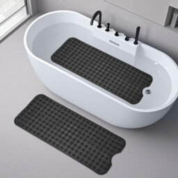 Aspire Homeware Black Shower Bath Mat Non-Slip With Suction Cups Grip Drain Holes Machine Washable (L)70Cm X (W)38Cm - thumbnail 8