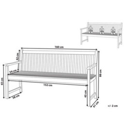 Beliani Garden Bench Vivara 160 Cm Certified Acacia Wood Light Brown - thumbnail 3