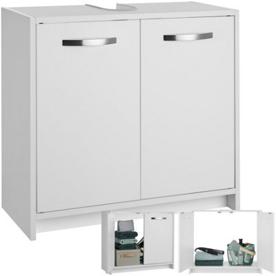 Tectake Vanity Unit Katalina - Spacious Sink Cabinet, Wing Doors, 63 X 31 X 55 Cm - White - image 1