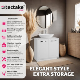 Tectake Vanity Unit Katalina - Spacious Sink Cabinet, Wing Doors, 63 X 31 X 55 Cm - White - thumbnail 2