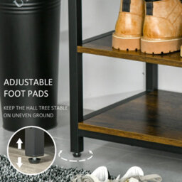 Homcom Entryway Coat Rack Hall Tree Shoe Bench 3 In 1 Design Metal Storage Rack - thumbnail 6