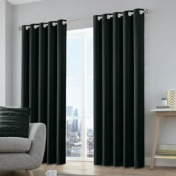 Aspire Homeware Plain Room Darkening Blackout Eyelet Curtain Pair Black (W) 228Cm X (D)228Cm With Tie Back Pair - thumbnail 9