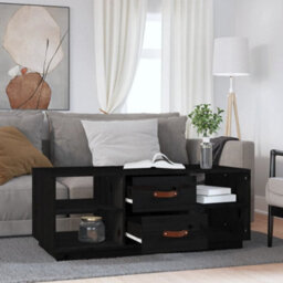 Berkfield Modern Coffee Table Black 100X50X41 Cm Solid Wood Pine - thumbnail 3