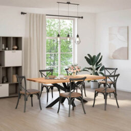 Berkfield Dining Table Leg Spider Shape Black 150X78X(72-73) Cm Steel - thumbnail 2