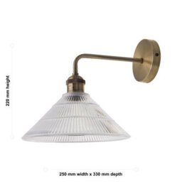First Choice Lighting Set Of 2 Isaac - Antique Brass Wall Lights With Fluted Glass Shades - thumbnail 6