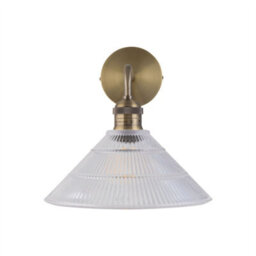 First Choice Lighting Set Of 2 Isaac - Antique Brass Wall Lights With Fluted Glass Shades - thumbnail 3