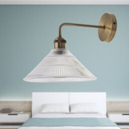 First Choice Lighting Set Of 2 Isaac - Antique Brass Wall Lights With Fluted Glass Shades - thumbnail 5