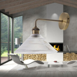 First Choice Lighting Set Of 2 Isaac - Antique Brass Wall Lights With Fluted Glass Shades - thumbnail 4