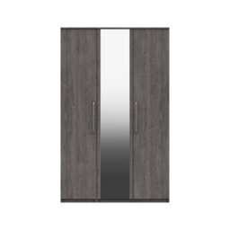 Rochester 3 Door Robe With Mirror - Dark Grey Oak On Express Delivery And Ready Assembled - thumbnail 1