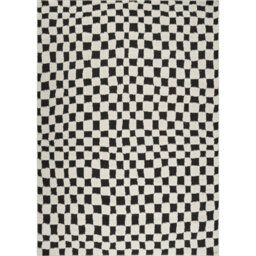 Livabliss Freud-Modern Black Ivory High Pile Checkered Living Dining Bedroom Rug 120 X 170 Cm Easy Care, Non Shedding - thumbnail 1