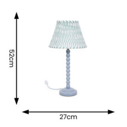 Valuelights Bobbles Powder Blue Bobbin Table Lamp With Green Arrow Pleated Shade - thumbnail 6