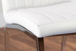 Furniturebox Giovani Rectangular 4 Seat White High Gloss Unique Halo Structural Dining Table Grey Glass Top 4 White Faux Leather Isco Chairs - thumbnail 9