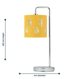 First Choice Lighting Chrome Arched Table Lamp With Ochre Fern Cut Out Shade - thumbnail 8
