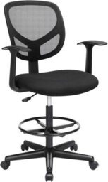 Songmics Drafting Stool Chair With Armrest, Mesh Office Chair, Ergonomic Painting Chair With Height Adjustable Footrest - thumbnail 2