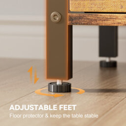 Led Bedside Table With Charging Station & 2 Fabric Drawers, Modern Bedside Cabinet For Living Room And Bedroom, Brown - thumbnail 6