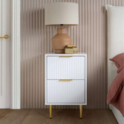 Birlea Zara White Bedside Cabinet 2 Drawer Fluted Bedsidetable Chest - thumbnail 1