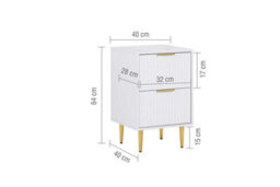 Birlea Zara White Bedside Cabinet 2 Drawer Fluted Bedsidetable Chest - thumbnail 7