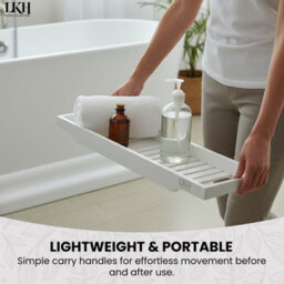 LKH Home Collection Lkh Bamboo Wooden Bath Caddy Tray Durable Prevents Spills Water Resistant Bathtub Tray For Across The Bath Luxury Bath Shelf - thumbnail 7