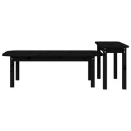 Berkfield 2 Piece Coffee Table Set Black Solid Wood Pine - thumbnail 6
