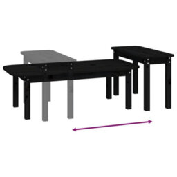 Berkfield 2 Piece Coffee Table Set Black Solid Wood Pine - thumbnail 8
