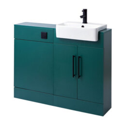 Homestylestore 1050mm Dark Green Bathroom Combination Vanity Toilet Wc Unit And Black T Bar Handles - thumbnail 2