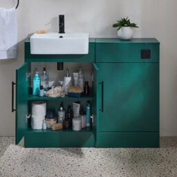 Homestylestore 1050mm Dark Green Bathroom Combination Vanity Toilet Wc Unit And Black T Bar Handles - thumbnail 3
