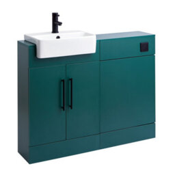 Homestylestore 1050mm Dark Green Bathroom Combination Vanity Toilet Wc Unit And Black T Bar Handles - thumbnail 1